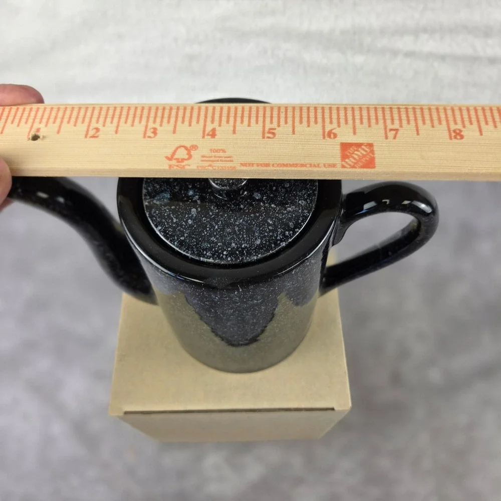 Ceramic Teapot Reactive Glaze Blue Black Speckled Handcrafted Tea Pot with Lid